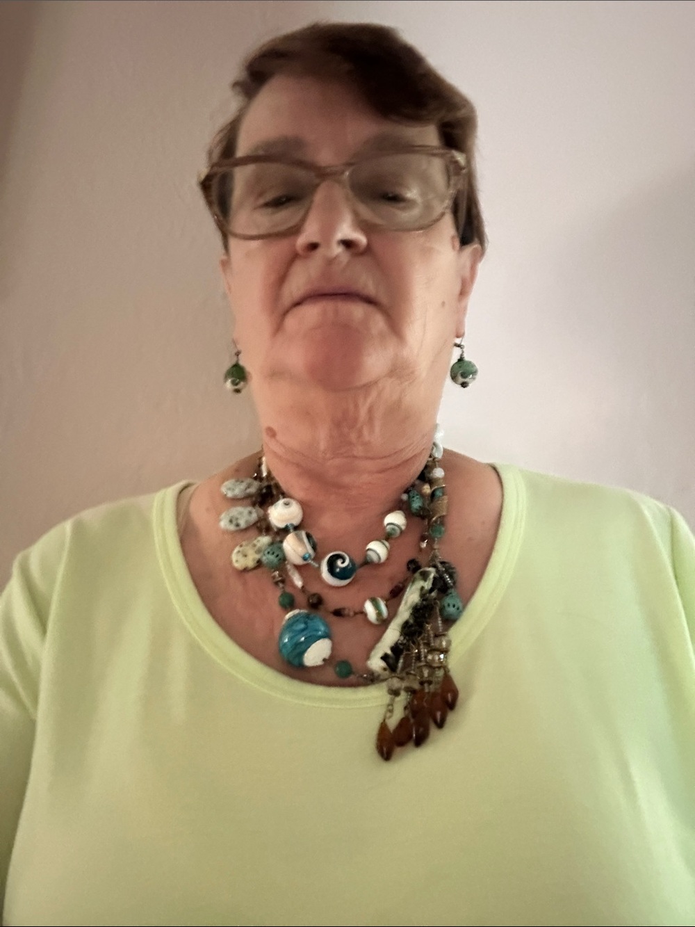Blue and Brown Beaded Necklace with Natural Accents